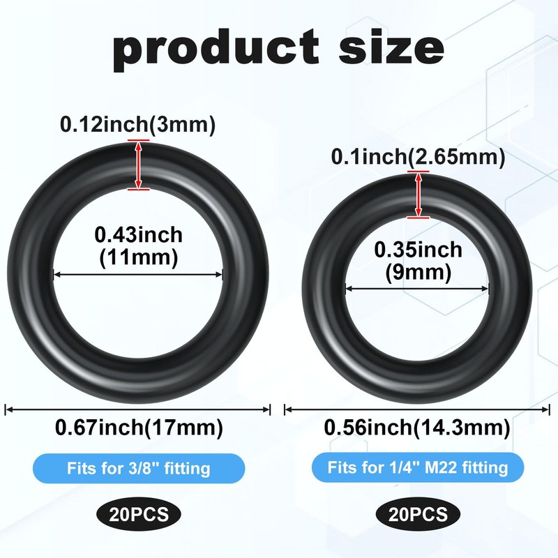 PAGOW 40 Pack O-Rings Power Pressure Washer Replacement for 1/4