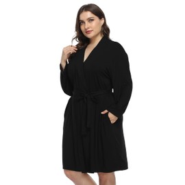 Crystal Dew Plus Size Soft Robes for Women Short Kimono Bathrobe Lightweight Modal Knit Maternity Loungewear