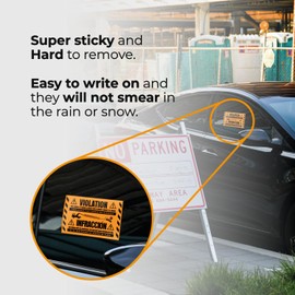 100 MESS Parking Violation Stickers Hard to Remove - No Parking Stickers - Bad Parking Stickers - Super Sticky Warning Stickers for Towing Parked Cars 8x5 in (Orange Bilingual, 100)