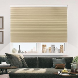 Allesin Cellular Shades Cordless Blackout Honeycomb Blinds for Indoor Windows, Thermal Insulated Window Shades Noise Reduction, Easy to Install, Perfect for Bedroom/Living Room, Beige - H64 x W29