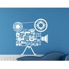 Retro Video Shooting Camera White Wall Sticker Size(59 61) cm