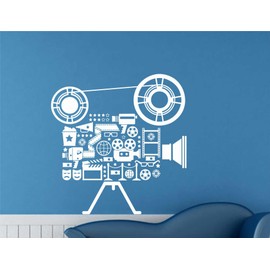 Retro Video Shooting Camera White Wall Sticker Size(59 61) cm