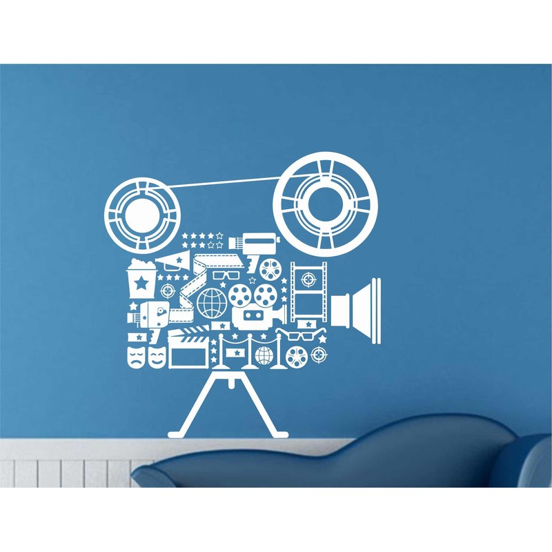 Retro Video Shooting Camera White Wall Sticker Size(59 61) cm