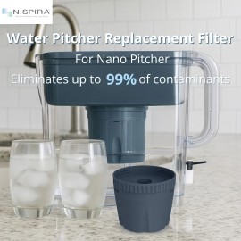 Nispira Water Pitcher Filter Replacement For Epic Nano Pitcher 150 Gal, 2 Packs