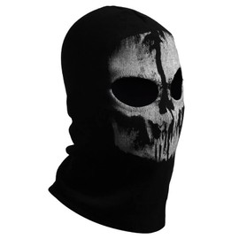 COD Ghost Mask Skull Balaclava MW2 Skeleton Costume Full Head Ski Snood Mask Knitted Windproof Warmer Headwear for Bike Skateboard Motorcycle Snowboard Outdoor Sport, Black01