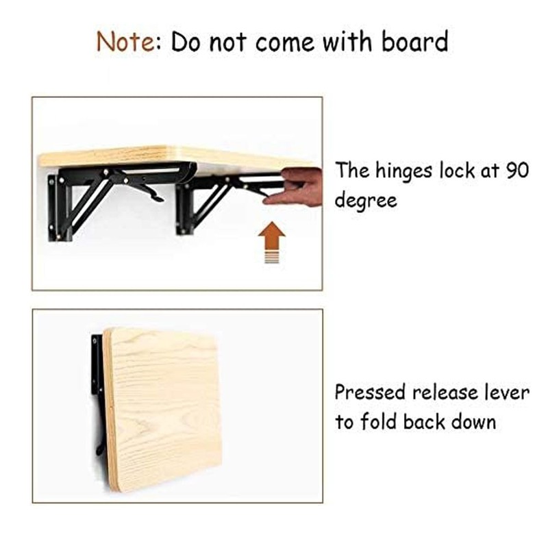 2 Pcs Folding Shelf Brackets,10 Inch Heavy Duty Shelf Brackets,Collapsible