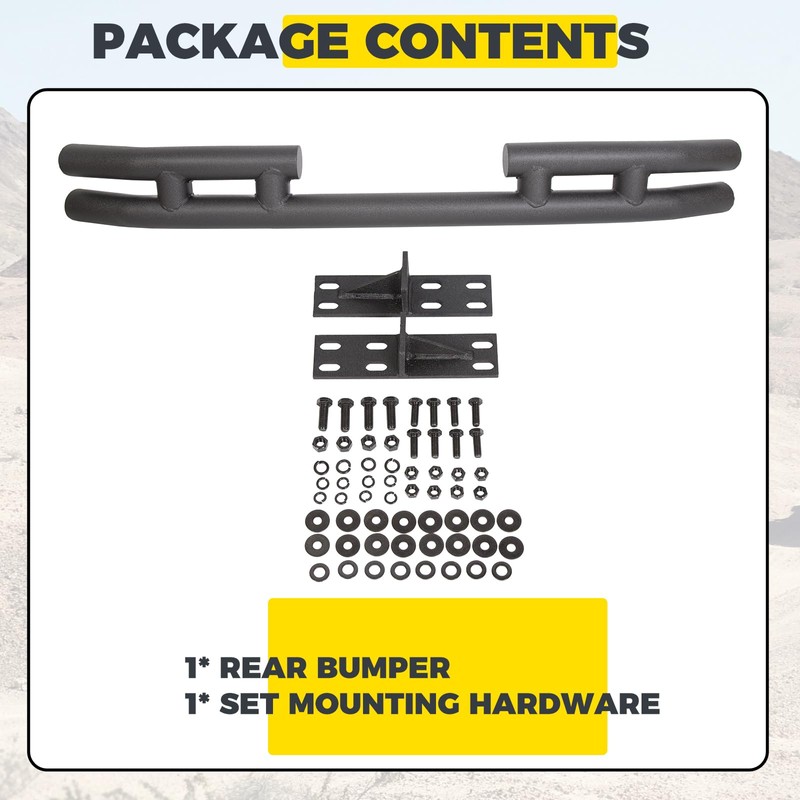 KUAFU Rear Dual Tube bumper Compatible with 1997-2006 Jeep Wrangler