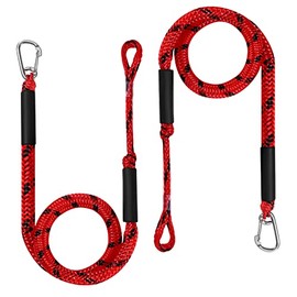2 Pcs Boat Bungee Dock Lines, 4 Feet Mooring Rope for Docking Stretches to 6 Feet, Mooring Line Boat Accessories Docking Ropes PWC Dock Ties for Boats with a Hook (Red and Black)