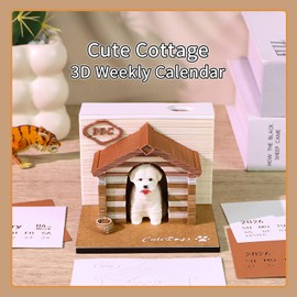 HOTOYMDS 3D Calendar 2026,3D Desk Calendar 2026,Time Piece Calendar 2026,3D Art Calendars Memo Pad 2026,Adorable Dog House Desktop Decoration,Birthday Gift,New Year Gift(Adorable Dog House)