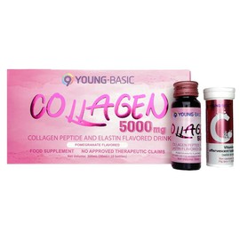9YOUNG-BASIC 9 Young-Basic Collagen Liquid Drink 5000mg Plus Vitamin C Bundle Collagen Peptide & Vitamin Supplement - Reduces Wrinkles, Improves Sleep - Healthcare Beauty Colagen Dietary Fitness - Liquid + Tablet: 1 box + 1 pcs Peach