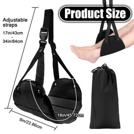 Airplane Footrest, Portable Travel Foot Hammock, Adjustable Height Airplane Foot Rest Hammock for Travel, Home, Office (Black)