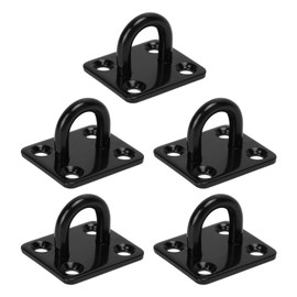 Yuecoom Pack of 5 Stainless Steel Ceiling Hooks, Thickened Reinforced Load Bearing Door Buckle Mounting Buckle Eyelet Plate for Ceiling Light Ceiling Fan Black