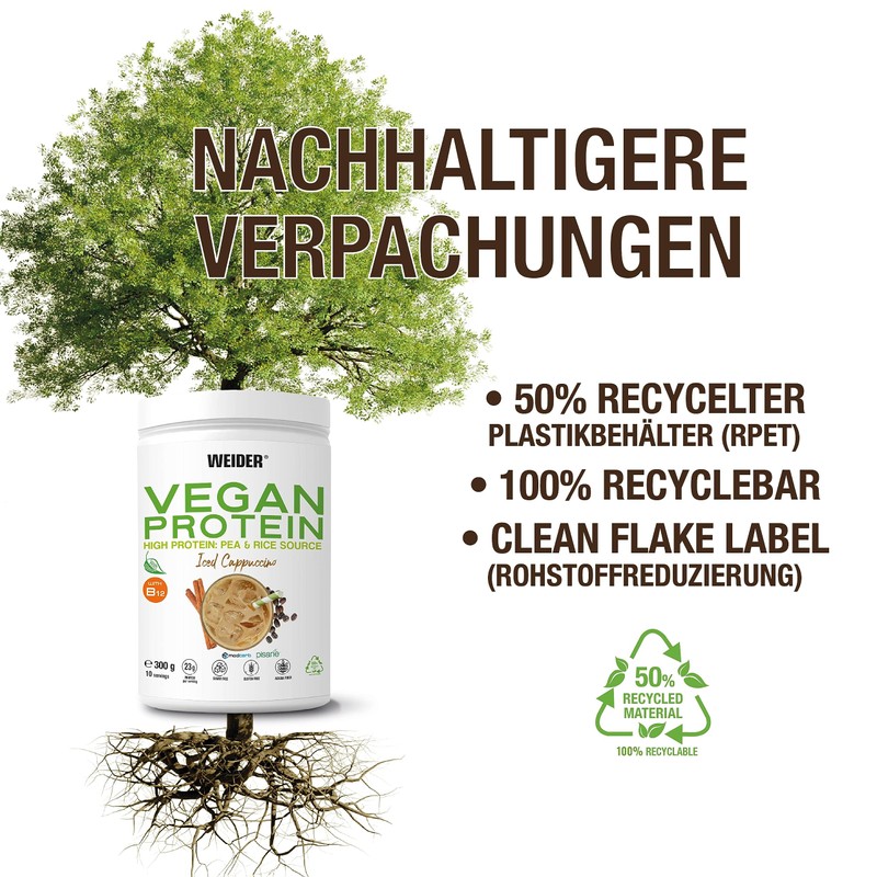 Weider Vegan Protein (300g) Cappuccino Flavour. 23g Protein/Dose, Pea Isolate