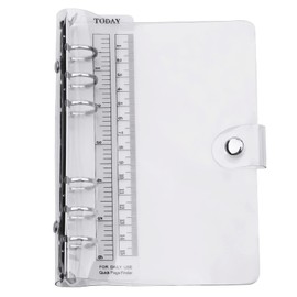 6 Hole A6 Personal Organizer Binder A6 Transparent Button Notebook Cover Personal Organizer Cover Notebook Cute with Ruler Diary Cover Memo Notebook Diary Notebook for Students Office (A6, Binder)