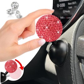 Car Push Start Button Cover, Diamond Joystick Car Starter Button Cover Cute Car Accessories for Women Interior Car Push to Start Accessories Engine Start Button Cover Car Decor for Girls - Colour: (Red)