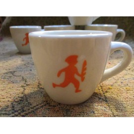 Set of 6 ~3 1/2 oz demitasse Espresso cups w/custom French Baguette decal ~new