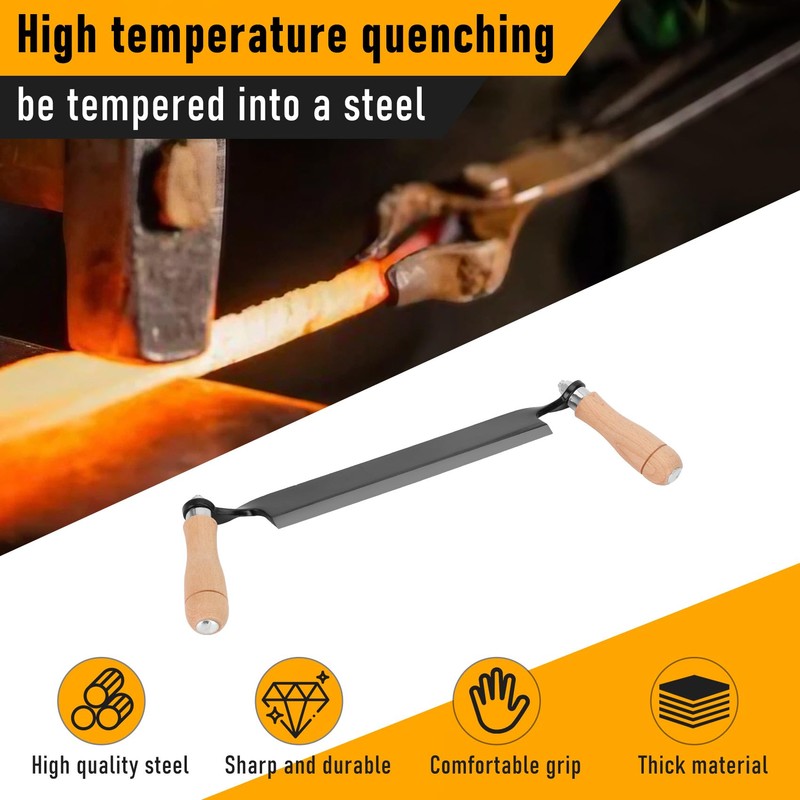 8IN Draw Knife – Heavy Duty Curved & Straight Blade,Durable