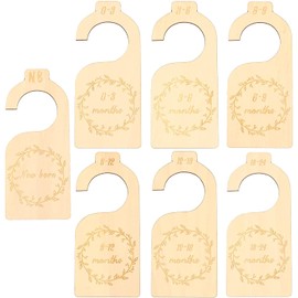 MEISO 7 Pcs Wooden Baby Closet Dividers, from New-born to 24 Months, Wood Baby Cloth Organizers Infant Wardrobe Dividers for Baby Boy & Girl Clothes Sorting, Nursery Decors (Wood color)