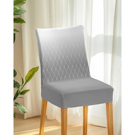 Savannan Chair Covers Set of 4, Country Gray Gradient Lines Removable Stretchable Parsons Chair Slipcovers Protector for Kitchen Dining Room Modern Minimalist Style