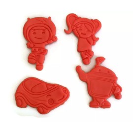 Things4thinkers Team Umizoomi Cookie Cutters - Geo, Milli, Bot, and Umicar fondant cutters