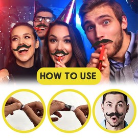 XOXVURI Pack of 7 Moustache for Sticking, Kids, Schnauzer for Gluing, Fake Beard, Fancy Dress, Artificial Fake Beard, Funny 80s Black Moustache Cosplay Costume for Carnival Party