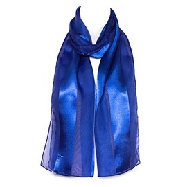 Hat To Socks Plain Elegant Chiffon Satin Scarf (Royal Blue)