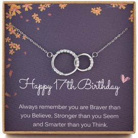 MADAOGO 17th Birthday Gifts for Girls, 925 Sterling Silver Infinity Necklace Created with 17 Cubic Zirconia, Thoughtful Jewellery Present for 17 Year Old Girl