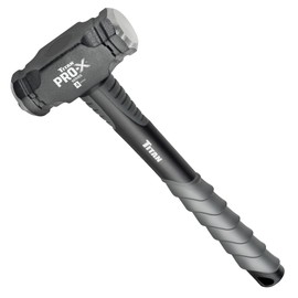 Titan Pro-X 63704 4lb Drilling Hammer, Dual-Face Sledge with Cross-Pattern Face for Concentrated Power & Flat Face for Stake Driving, Overstrike Protection, 15" Fiberglass Handle with Textured Grip