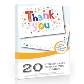 Olivia Samuel 20 x Thank You Cards from Funky Text A6 Postcard Style - Includes Envelopes