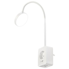 Lunartec Socket Light: Dimmable CCT LED Plug Light with Socket, USB A/C Port, White (LED Bed & Reading Lamp, LED Reading Light, Power Supply)