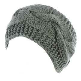 BYOS Womens Fashion Winter Cable Crochet Knit Headband With Adjustable Button (Olive Green)