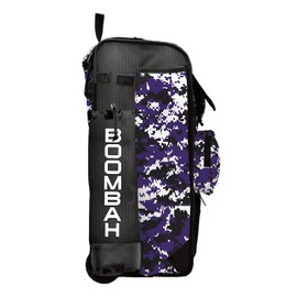 Boombah Rolling Catchers Superpack Baseball/Softball Gear Bag - 23-1/2" x 13-1/2" x 9-1/2" - Digital Camo Black/Purple - Telescopic Handle and Holds 4 Bats - Wheeled Version