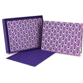 The Gift Wrap Company Boxed Note Cards, Mini Feather Purple