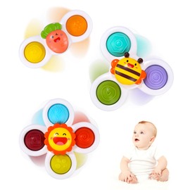 Birshe Pack of 3 Suction Cup Toy, Cartoon Water Toy, Suction Cup Toy, Baby Sensory Toy for Suction Cup, Baby Toy, Rotating Toy, Bath Toy, Baby Suction Cup for 1-6 Years Baby Gifts
