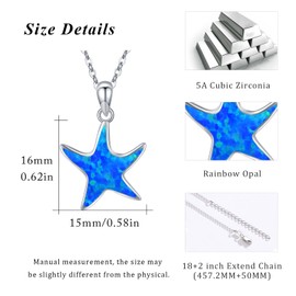 JFASHOP Women's Starfish Necklace, 925 Sterling Silver Starfish Opal Chain, Animal Pendant, Opal Starfish Jewellery, Mother's Day Gifts, Valentine's Day for Girls, Women, Children, Mum, Wife,