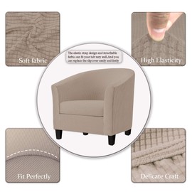 SHILV. HOME 2 Piece Tub Chair Covers with Cushion Cover, Stretch Jacquard Furniture Cover,Armchair Protector Slipcover Removable Machine Washable (Camel)