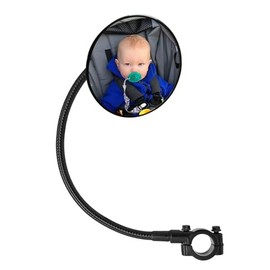 Ampper Acrylic Stroller Mirror, Flexible Framed Convex Stroller Mirror to See Baby on Stroller Walks for Safety and Security Rear View or Anywhere (3.75", Round)