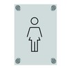 OptiV Clear Acrylic Female Toilet Sign by ViroDisplay® – 140