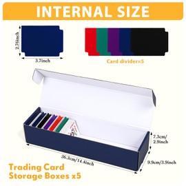 Wonderjune 5 Pack Trading Card Storage Box 1000 Count Sports Game Card Storage Boxes with Dividers Cardboard Collection Case for Baseball Tcg Basketball