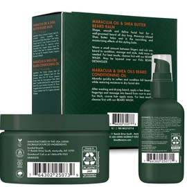 Shea Moisture Beard Oil & Balm Grooming Kit For Men Organic All natural Maracuja & Shea Oils Beard Conditioning Oil 3.2 Ounce & Beard Balm 4 Ounce. Moisturize & Soften
