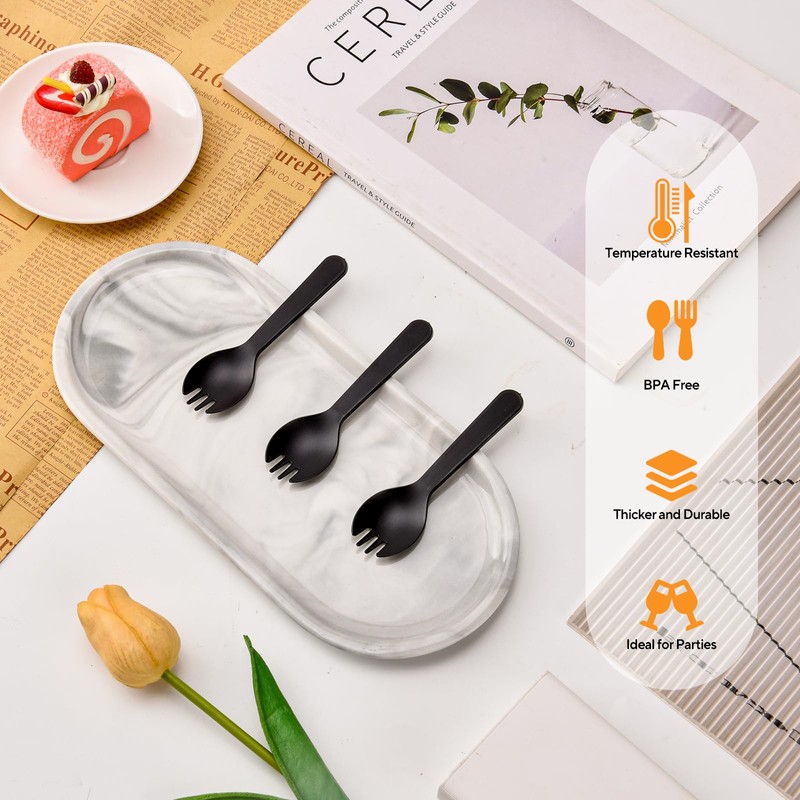 Cofimkate 100Pcs Mini Plastic Spork, 4.2 Inch Individually Wrapped Disposable