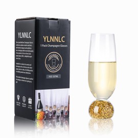 YLNNLC Gold Champagne Flutes, 7oz Lead-Free Champagne Glasses with Diamond Base, Reusable Crystal Cocktail Glasses, Mimosa Glasses, Ideal Gift for Birthday, Wedding, Party