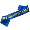 I Graduated Sash, Blue 2PCS Graduation Sash with Gold Foil
