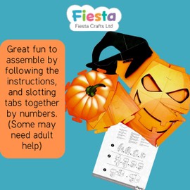 Fiesta Crafts Pumpkin 3D Mask Kit - Colourful & Easy to Assemble Head Costume - Complete Arts and Crafts Set to Improve Motor Skills, Creativity, & Imagination - Fits Kids & Adult Heads
