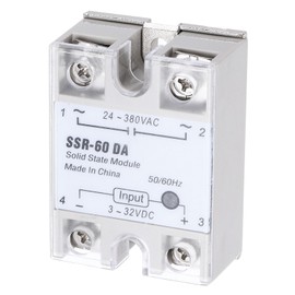 DMiotech SSR-60DA 3-32V DC Input to 24-380V AC Output Single Phase Solid State Relay AC 60A for Industrial Automation, HVAC, Lighting Control