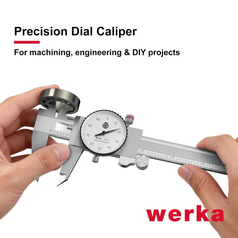 werka Dial Caliper 12 Inch, Shockproof Dial Caliper Measuring Tool