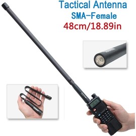 SMA-Female Ham Radio Antenna VHF/UHF 18.8-inch 144/430MHz High Gain Foldable CS Tactical Antenna for Baofeng UV-5R BF-F8HP Pro 5RM K5PLUS GM21 AR-152 Quansheng K6 UVK5(8) Radio (2) - Number of: 2