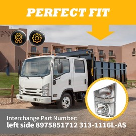 Jecoupoon Left Driver Side Headlight Assembly w/Corner Lamp Compatible with NPR NPR-HD NQR NRR 2008-2020 8975851712