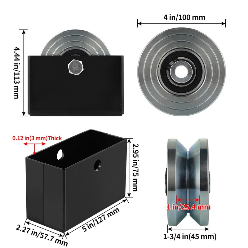 Skelang 4" V-Groove Slide Gate Wheel with Welded Bracket Box,