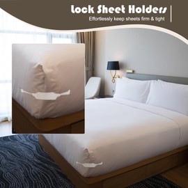 4 Pack Bed Sheet Holder Clips,Heavy Duty Fitted Sheet Holder for Corners,Adjustable Bed Sheet Grippers for Mattress,Blankets,Bedding,Easy Install Sheet Holders for Corners (White-Small Size)